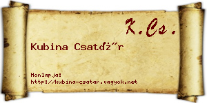 Kubina Csatár névjegykártya